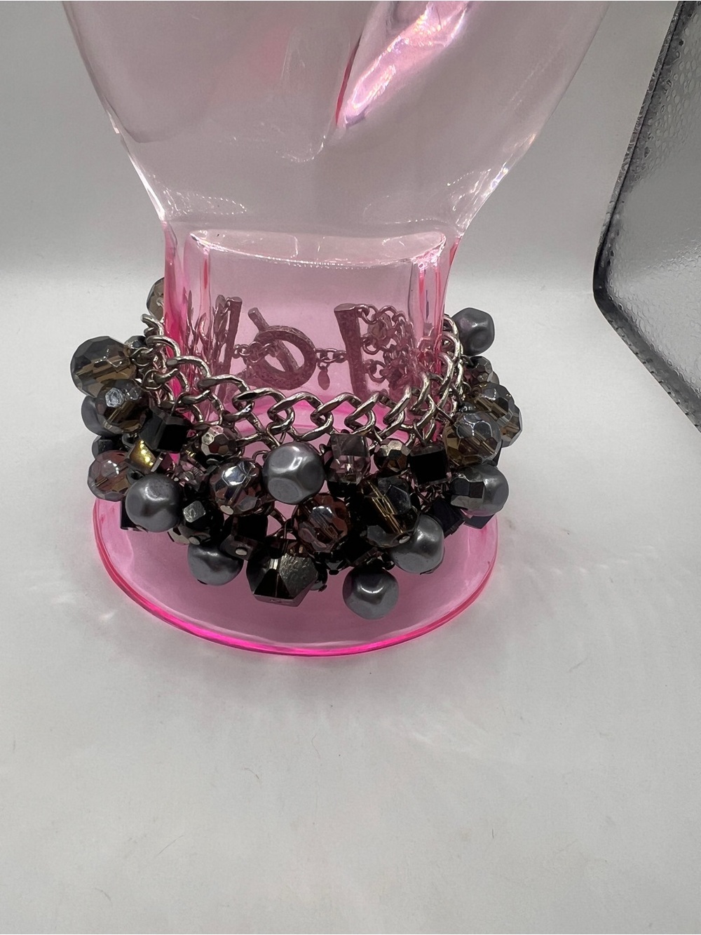 Premier Designs Faux Pearl and Crystal bead Bracelet with Toggle clasp